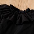 بدلة تنورة 2 - 6 سنوات حريمي كم طويل أكتاف مكشوفة لون سادة أسود image 3