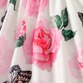 2pcs Kid Girl Floral Print Sleeveless Dress and Bowknot Design Cardigan Set Pink image 3