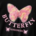 Kid Girl 3D Butterfly Design Letter Print Pullover Sweatshirt Black image 3