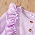 Kid Girl 3D Bowknot Design Floral Print Ruffled Splice Long-sleeve Dress Purple image 4