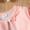 2pcs Kid Girl Floral Print Sleeveless Dress and Bowknot Design Cardigan Set Pink image 2