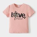 Mommy and Me Cotton Ribbed Short-sleeve Leopard Heart & Letter Print Tee Color block image 4