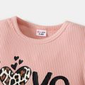 Mommy and Me Cotton Ribbed Short-sleeve Leopard Heart & Letter Print Tee Color block image 5