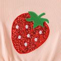 Kid Girl Strawberry Embroidered Sequined Mock Neck Mesh Splice Long-sleeve Dress Pink image 4