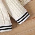 2pcs Baby Boy Bear Embroidered Striped Mock Neck Long-sleeve Cable Knit Sweater and Sweatpants Set OffWhite image 4