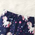 Kid Girl Sweet Unicorn Print Elasticized Leggings Dark Blue image 2