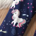 Kid Girl Sweet Unicorn Print Elasticized Leggings Dark Blue image 3