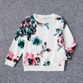 Mommy and Me Allover Floral Print Long-sleeve Sweatshirts White image 3
