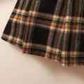 2pcs Kid Girl Letter Embroidered Sweatshirt and Plaid Pleated Skirt Set Black image 4