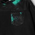2pcs Kid Boy Colorblock Hoodie Sweatshirt and Elasticized Pants Set Black image 3