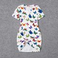 Family Matching Allover Butterfly Print Twist Knot Bodycon Dresses and Short-sleeve T-shirts Sets Multi-color image 2