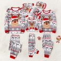 Christmas Family Matching Reindeer Graphic Allover Print Grey Long-sleeve Pajamas Sets (Flame Resistant) Grey image 2