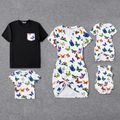 Family Matching Allover Butterfly Print Twist Knot Bodycon Dresses and Short-sleeve T-shirts Sets Multi-color image 1