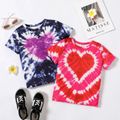 Kid Boy/Kid Girl Heart Print Tye Dyed Short-sleeve Tee Hot Pink image 2