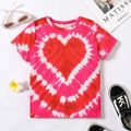 Kid Boy/Kid Girl Heart Print Tye Dyed Short-sleeve Tee Hot Pink image 1