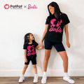 Barbie Mommy and Me Cotton Short-sleeve Heart & Letter Print Black Tee Black image 2