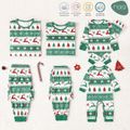Christmas Family Matching Allover Xmas Tree & Reindeer Print Green Long-sleeve Naia Pajamas Sets (Flame Resistant) Light Green image 2