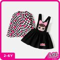 L.O.L. SURPRISE! 2pcs Toddler Girl Plaid Turtleneck Long-sleeve Tee and Suspender Skirt Set Black image 1