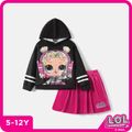 L.O.L. SURPRISE! 2pcs Kid Girl Character Print Hoodie Sweatshirt and Velvet Skirt Set ColorBlock image 1