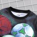 2pcs Kid Boy Soccer Print Pullover Sweatshirt and Elasticized Pants Set Black image 3