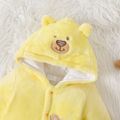 Baby Bunny or Bear Applique 3D Ear Hooded Footed/footie Long-sleeve Fluffy Fleece-lining  Jumpsuit Pale Yellow image 5
