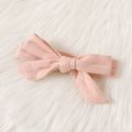 2pcs Baby Girl Pink Textured Ruffle Long-sleeve Jumpsuit & Headband Set Pink image 3