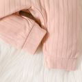 2pcs Baby Girl Pink Textured Ruffle Long-sleeve Jumpsuit & Headband Set Pink image 5