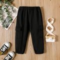 Toddler Boy Trendy Pocket Design Elasticized Black Cargo Pants Black image 1