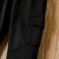 Toddler Boy Trendy Pocket Design Elasticized Black Cargo Pants Black image 4