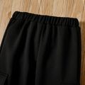 Toddler Boy Trendy Pocket Design Elasticized Black Cargo Pants Black image 5
