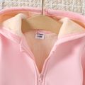 Baby Boy/Girl Thermal Fleece Lined Solid Long-sleeve Zipper Hoodie Pink image 4