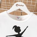 2pcs Kid Girl 3D Figure Design Long-sleeve Tee and Mesh Skirt Set White image 5