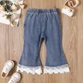 Toddler Girl Trendy Lace Splice Denim Flared Jeans DENIMBLUE image 2