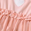 Toddler Girl Sweet Heart Print Mesh Splice Long-sleeve Dress Pink image 4