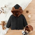 Baby Boy/Girl 3D Ears Hooded Thermal Fleece Lined Winter Coat Black image 1