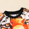 2pcs Kid Boy Animal Tiger Print Sweatshirt and Elasticized Pants Set Black image 2