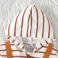 Baby Boy/Girl Striped Hooded Long-sleeve Spliced Elephant Embroidered Corduroy Zipper Jumpsuit Brown image 3