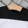 2pcs Baby Boy/Girl Long-sleeve Colorblock Sweatshirt and Letter Webbing Sweatpants Set MultiColour image 3