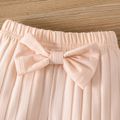 3pcs Baby Girl Letter Print Ruffle Trim Long-sleeve Romper and Bow Front Pants & Headband Set Apricot image 4