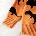 Baby Boy Allover Dinosaur Graphic Knitted Pullover Sweater Orange image 4