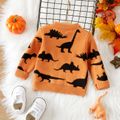 Baby Boy Allover Dinosaur Graphic Knitted Pullover Sweater Orange image 2