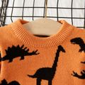 Baby Boy Allover Dinosaur Graphic Knitted Pullover Sweater Orange image 3