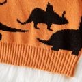 Baby Boy Allover Dinosaur Graphic Knitted Pullover Sweater Orange image 5