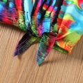 2pcs Kid Girl Butterfly Print Tie Knot Short-sleeve Tee and Letter Print Leggings Set Multi-color image 5