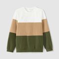 Family Matching Long-sleeve Heart & Letter Print Rib Knit Dresses and Colorblock Sweatshirts Sets Army green image 5