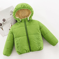 Baby / Toddler Causal Fluff Solid Long-sleeve Hooded Coat Green image 1