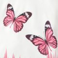 Kid Girl Butterfly Print Colorblock Irregular Hem Short-sleeve Dress PINK image 3