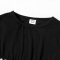 2pcs Kid Girl Letter Print Webbing Design Crisscross Tee and Allover Print Leggings Set Black image 4