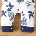 Baby Boy Allover Plant Print Polo Neck Long-sleeve Jumpsuit Blue image 5