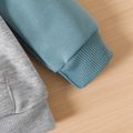 2pcs Baby Boy Letter Print Colorblock Long-sleeve Sweatshirt and Solid Sweatpants Set BLUEWHITE image 4